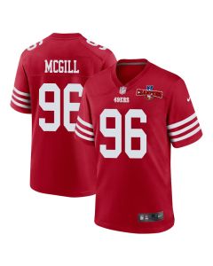 T.Y. McGill 96 San Francisco 49ers NFC Champions Patch Game Men Jersey – Scarlet