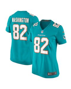 Tahj Washington 82 Miami Dolphins Women’s Game Jersey – Aqua