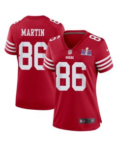 Tay Martin 86 San Francisco 49ers Super Bowl LVIII Patch Game Women Jersey – Scarlet