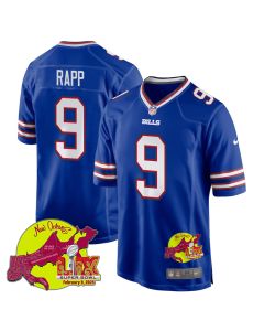 Taylor Rapp 9 Buffalo Bills Super Bowl LIX New Orleans Patch Game Men Jersey – Royal
