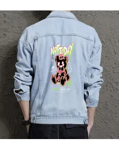 Teddy Bear Jean Jacket for Men – Gift for Teen Boys – Christmas Gift - Light Blue - Main View