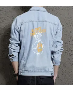 Teddy Bear Jean Jacket for Men – Gift for Teen Boys – Christmas Gift - Light Blue - Main View