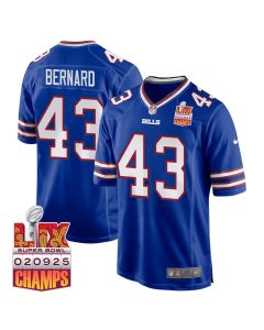 Terrel Bernard 43 Buffalo Bills Super Bowl LIX Champions Patch Game Men Jersey – Royal