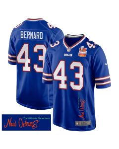Terrel Bernard 43 Buffalo Bills Super Bowl LIX Champions Patch ‘New Orleans – The Ultimate Showdown’ EMBROIDERED Game Men Jersey – Royal