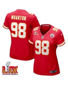 Tershawn Wharton #98 Kansas City Chiefs Super Bowl LIX Women’s Jersey – Red