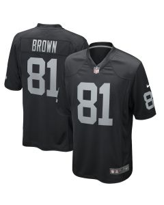 Tim Brown 81 Las Vegas Raiders Men Game Retired Jersey – Black