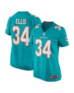 Tino Ellis 34 Miami Dolphins Women Home Game Jersey – Aqua
