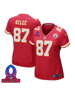 Travis Kelce 87 Kansas City Chiefs 2025 Pro Bowl Patch Women Game Jersey – Red