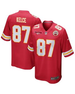 Travis Kelce 87 Kansas City Chiefs AFC Champions Patch Game Men Jersey – Red