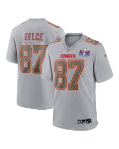 Travis Kelce 87 Kansas City Chiefs Super Bowl LVIII Atmosphere Fashion Game Men Jersey – Gray