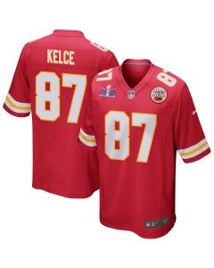 Travis Kelce 87 Kansas City Chiefs Super Bowl LVIII Patch Game Men Jersey – Red