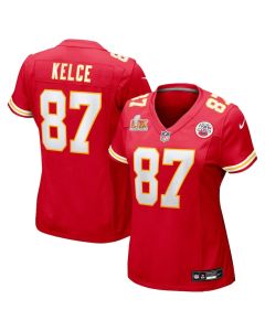 Travis Kelce 87 Kansas City Chiefs Women’s Super Bowl LIX Game Jersey – Red