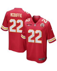 Trent McDuffie 22 Kansas City Chiefs AFC Champions Patch Game Men Jersey – Red