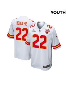 Trent McDuffie 22 Kansas City Chiefs Super Bowl LVIII Patch Game YOUTH Jersey – White