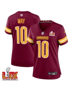 Tress Way #10 Washington Commanders Super Bowl LIX Women’s Jersey – Burgundy