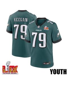 Trevor Keegan #79 Philadelphia Eagles Super Bowl LIX YOUTH Jersey – Midnight Green