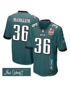 Tristin McCollum 36 Philadelphia Eagles Super Bowl LIX Champions Patch ‘New Orleans – The Ultimate Showdown’ EMBROIDERED Game Men Jersey – Midnight Green