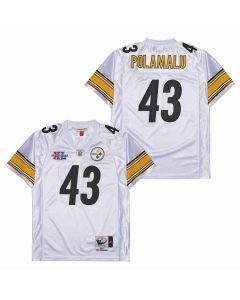 Troy Polamalu 43 Pittsburgh Steelers Super Bowl XL Retro Throwback Men Jersey – White