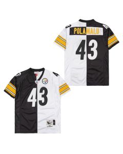 Troy Polamalu 43 Pittsburgh Steelers Two-Toned Retro Throwback Men Jersey – Black/White