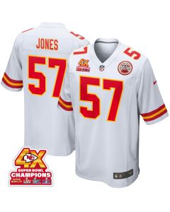 Truman Jones 57 Kansas City Chiefs Super Bowl LVIII Champions 4X Game Men Jersey – White