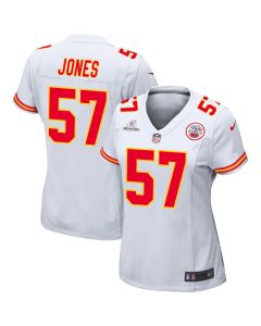 Truman Jones 57 Kansas City Chiefs Super Bowl LVIII Patch Game Women Jersey – White