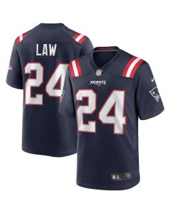 Ty Law 24 New England Patriots Men Game Retired Jersey – Navy