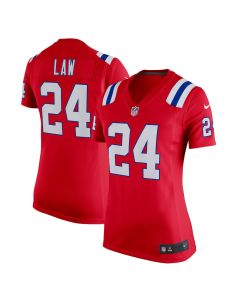 Ty Law 24 New England Patriots Women Retired Game Jersey – Red