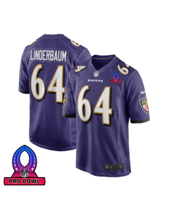 Tyler Linderbaum 64 Baltimore Ravens 2025 Pro Bowl Patch Game Men Jersey – Purple