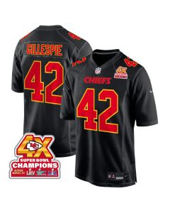 Tyree Gillespie 42 Kansas City Chiefs Super Bowl LVIII Champions 4X Fashion Game Men Jersey – Carbon Black
