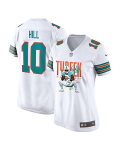Tyreek Hill 10 Miami Dolphins Cheetah Celebration Women Alternate Game Jersey – White