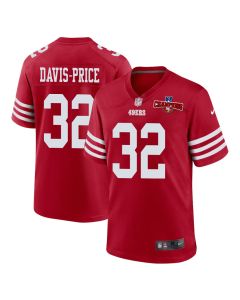 Tyrion Davis-Price 32 San Francisco 49ers NFC Champions Patch Game Men Jersey – Scarlet