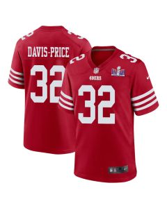 Tyrion Davis-Price 32 San Francisco 49ers Super Bowl LVIII Patch Game Men Jersey – Scarlet