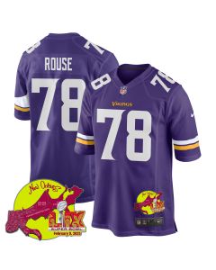 Walter Rouse 78 Minnesota Vikings Super Bowl LIX New Orleans Patch Game Men Jersey – Purple