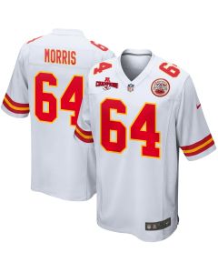 Wanya Morris 64 Kansas City Chiefs AFC Champions Patch Game Men Jersey – White