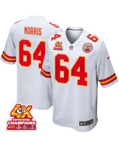 Wanya Morris 64 Kansas City Chiefs Super Bowl LVIII Champions 4X Game Men Jersey – White