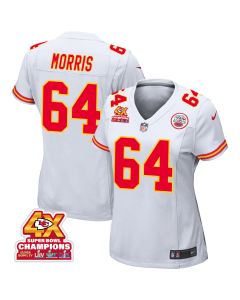 Wanya Morris 64 Kansas City Chiefs Super Bowl LVIII Champions 4X Game Women Jersey – White