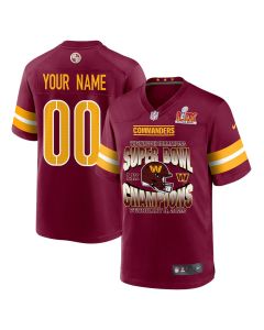 Washington Commanders Super Bowl LIX Champions Helmet Game Men Custom Jersey – Burgundy