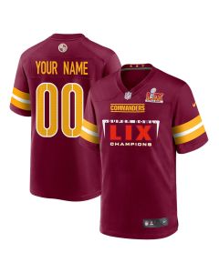 Washington Commanders Super Bowl LIX Champions Simple Style V2 Game Men Custom Jersey – Burgundy