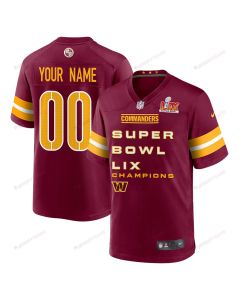 Washington Commanders Super Bowl LIX Champions V3 Game Men Custom Jersey – Burgundy