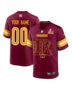 Washington Commanders Super Bowl LIX V2 Game Men Custom Jersey – Burgundy