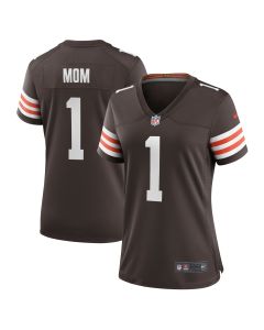 Women’s Cleveland Browns Number 1 Mom Brown Game Jersey