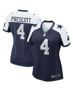 Women’s Dallas Cowboys Dak Prescott Navy Alternate Game Team Jersey