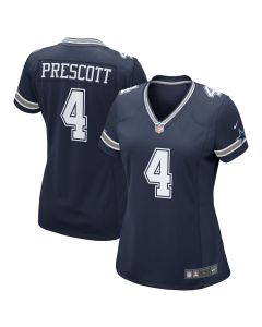 Women’s Dallas Cowboys Dak Prescott Navy Game Team Jersey