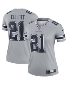 Women’s Dallas Cowboys Ezekiel Elliott Gray Inverted Legend Player Performance Top
