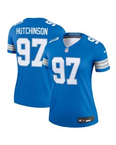 Women’s Detroit Lions Aidan Hutchinson Blue Legend Player Performance Top