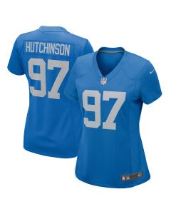 Women’s Detroit Lions Aidan Hutchinson Blue Player Jersey