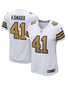 Women’s New Orleans Saints Alvin Kamara White Alternate Game Player Jersey