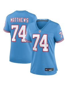 Women’s Tennessee Titans Bruce Matthews Light Blue Oilers Throwback Retired Player Game Jersey