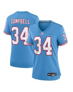 Women’s Tennessee Titans Earl Campbell Light Blue Oilers Throwback Retired Player Game Jersey