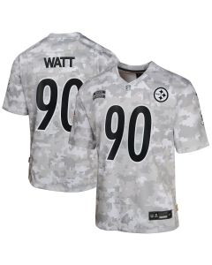 Youth Pittsburgh Steelers T.J. Watt Arctic Camo 2024 Salute to Service Game Jersey